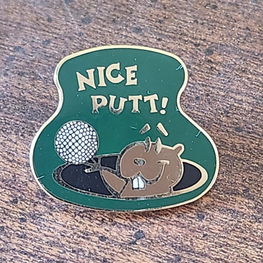 Nice Putt Golf Gopher Enamel Lapel Hat Pin Green Tack Back Funny Sports Gift